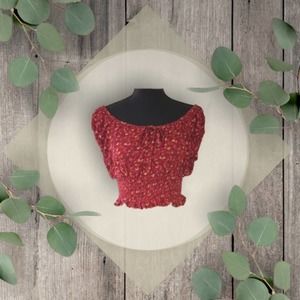 American Eagle Ruched Floral Crop Top